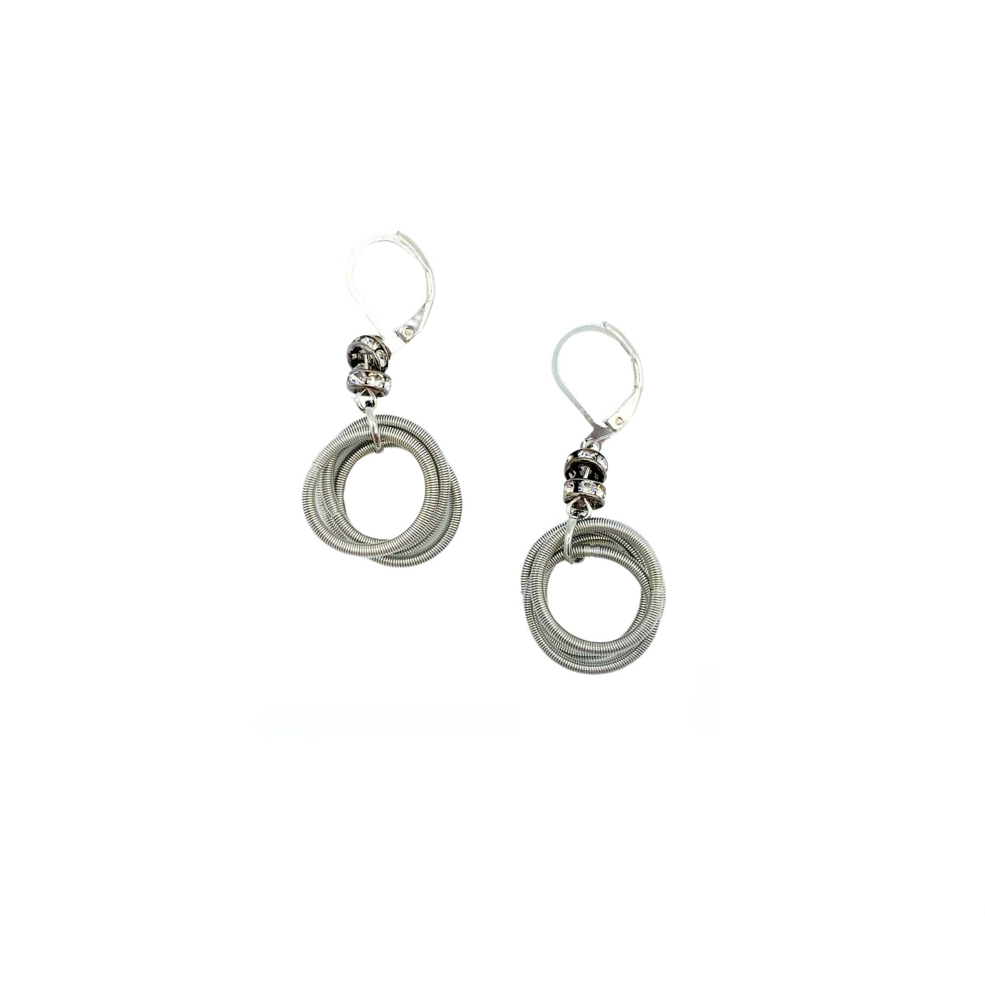 silver loop drop earrings piano wire