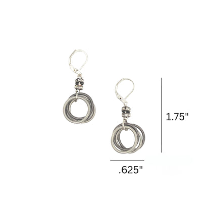 Silver and slate loop piano wire lightweight earrings