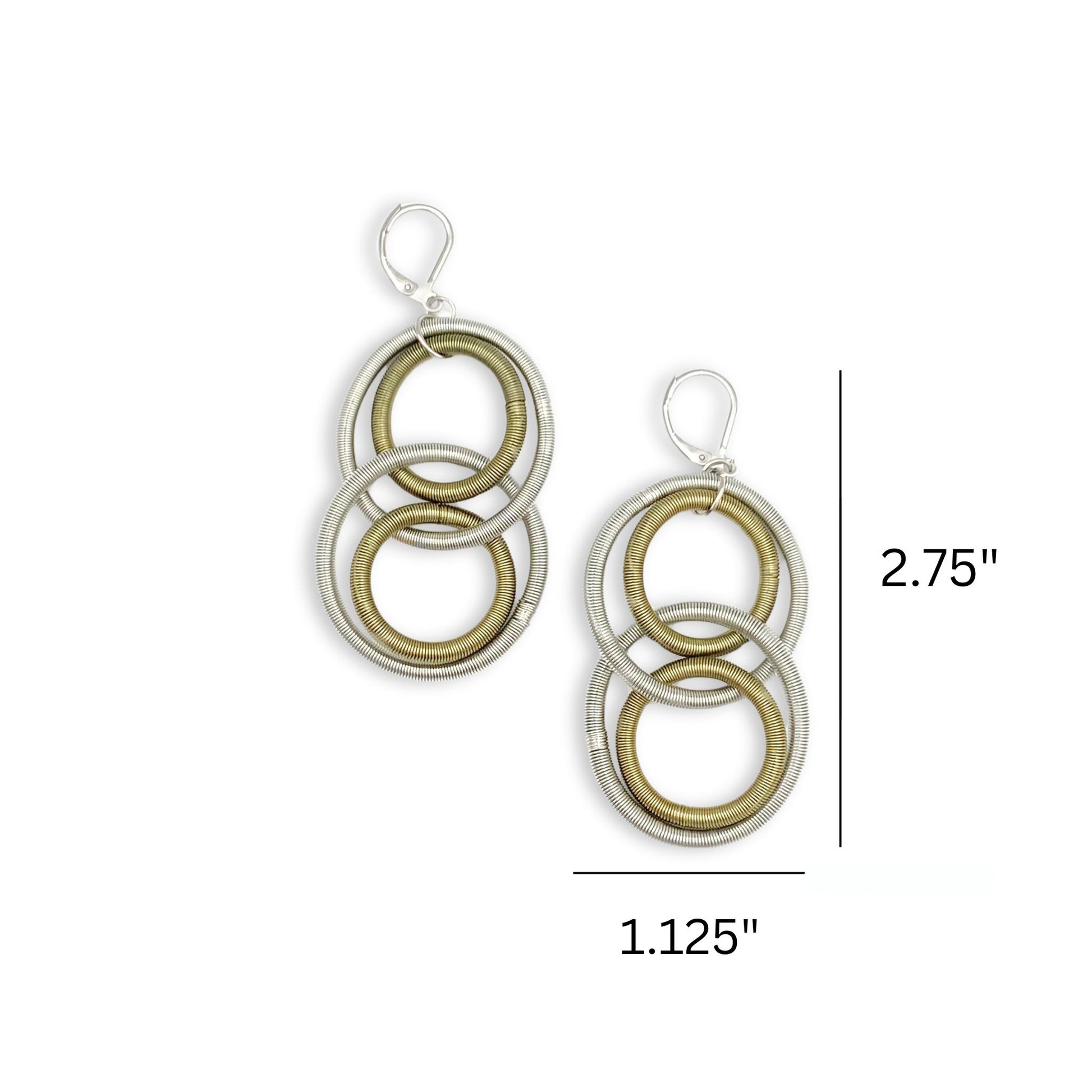 silver and bronze large loop earrings