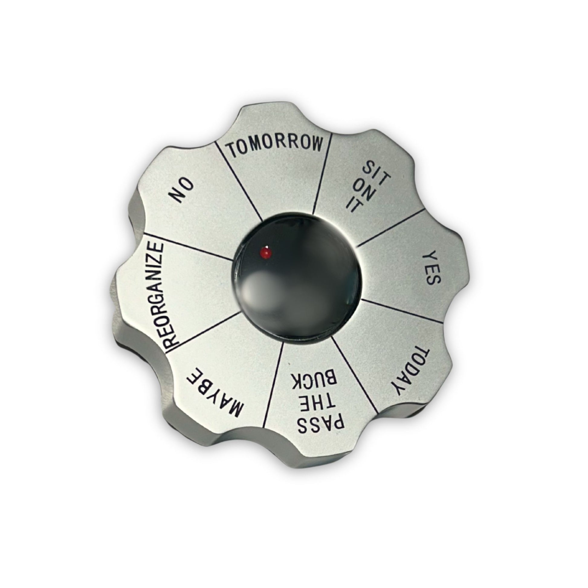 silver decision maker spinner desk accessory