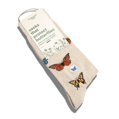 Socks that Protect Orange Butterfly Medium sized