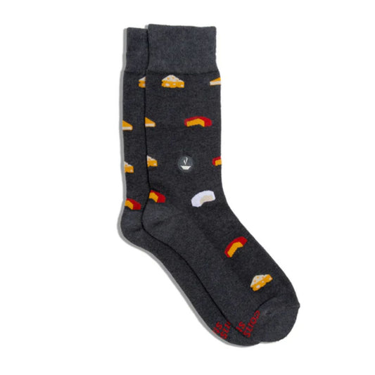 socks that provide meals - yellow, red, gray, cheese 