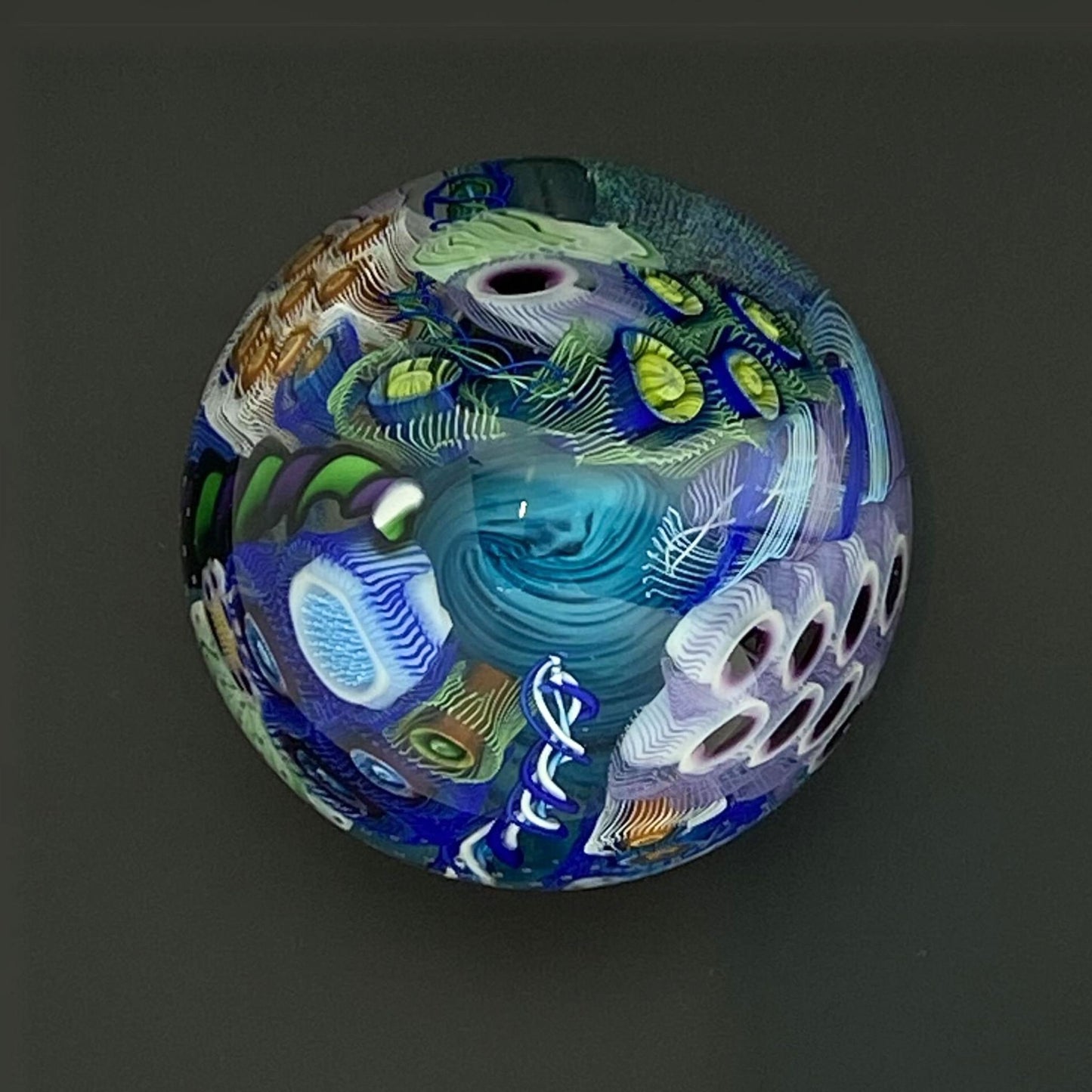 Water Inspired Ocean Orb Round Paper Weight Blue Green Purple