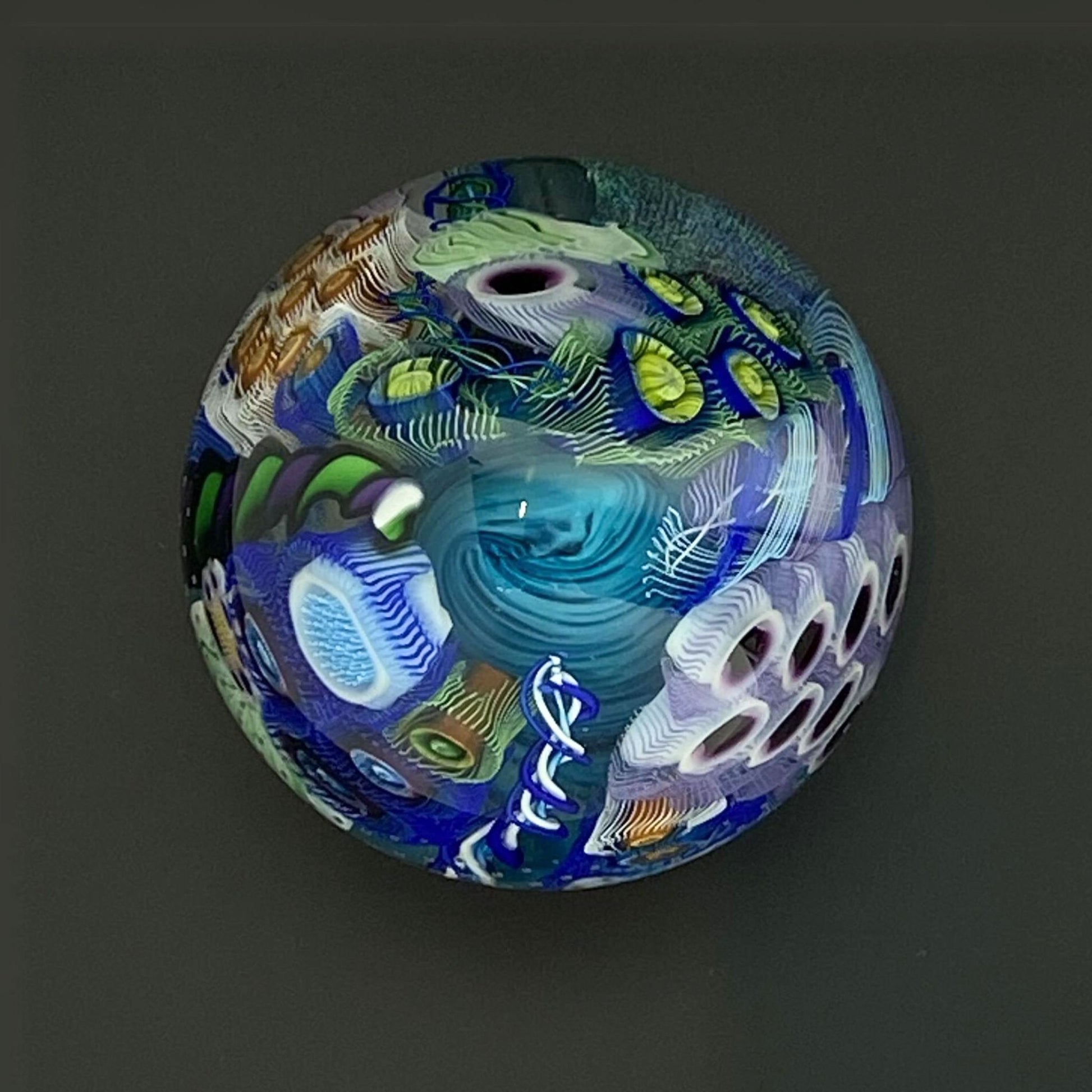 Water Inspired Ocean Orb Round Paper Weight Blue Green Purple